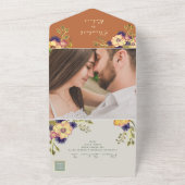 Boerderij Sinaasappel Bloemen bruiloft All In One Uitnodiging (Buitenkant)