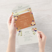 Boerderij Sinaasappel Bloemen bruiloft All In One Uitnodiging (Afscheurbaar)