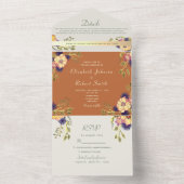 Boerderij Sinaasappel Bloemen bruiloft All In One Uitnodiging (Binnen)