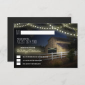Boerderij Slingerlichten Rustieke Schuur Bruiloft RSVP Kaartje (Voorkant / Achterkant)