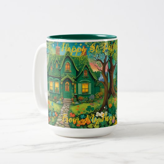  boerderij St Patrick's Day. St Patty Tweekleurige Koffiemok (Voorkant links)