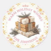 Boerderij Stack van Kerstmis Gifts Gepersonaliseer Ronde Sticker (Voorkant)