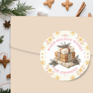 Boerderij Stack van Kerstmis Gifts Gepersonaliseer Ronde Sticker
