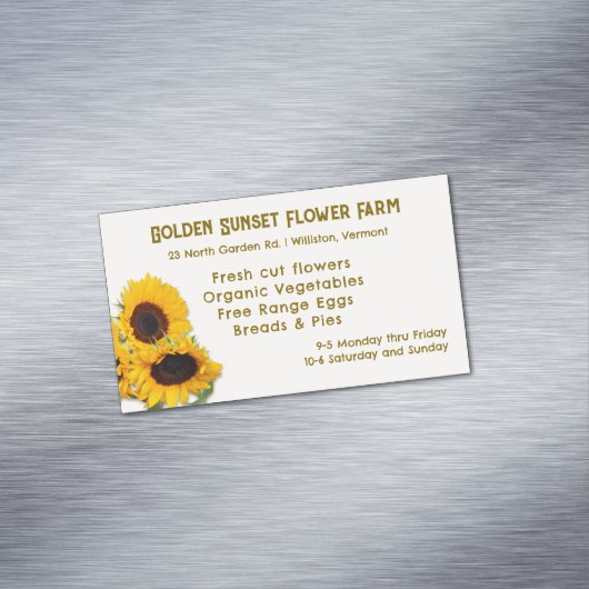 Boerderij Stand Zonnebloemen Visitekaartjes Visitekaartje Magneet (Voorbeeld)