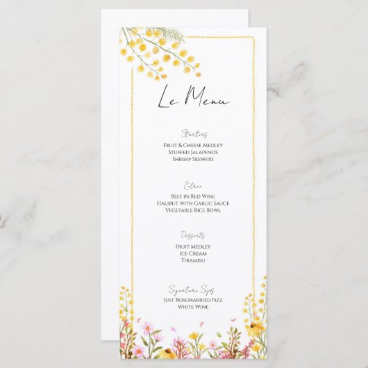 Boerderij Stijl Bruiloft Evenement Menu Platte Kaa (Voorkant / Achterkant)