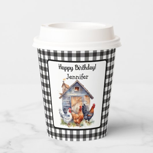  Boerderij Stijl Haan Verjaardag Papier Cup Papieren Bekers (Achterkant)
