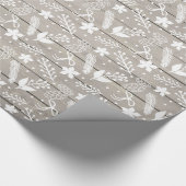Boerderij stijl kerst Holly & Pinecones hout Cadeaupapier (Hoek)