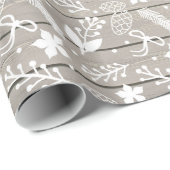 Boerderij stijl kerst Holly & Pinecones hout Cadeaupapier (Rol Hoek)