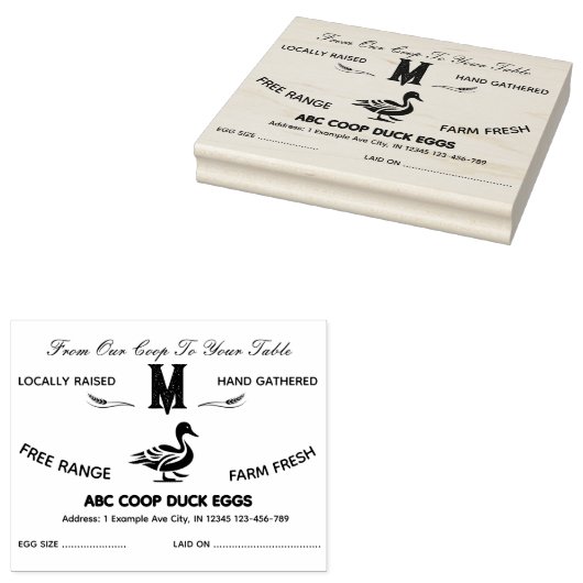 Boerderij stijl Monogram DucK ei karton stempel (Gestempeld)