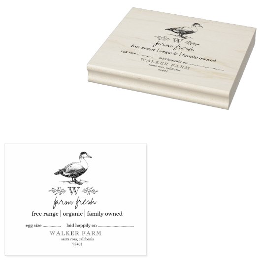 Boerderij stijl monogram eendenei karton stempel (Gestempeld)