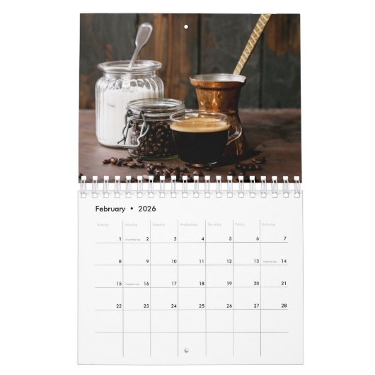 Boerderij Stijlvolle koffie met twee pagina's klei Kalender (Feb 2026)