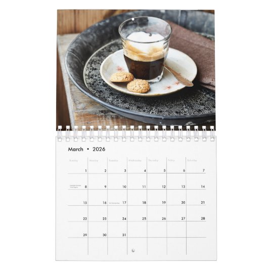Boerderij Stijlvolle koffie met twee pagina's klei Kalender (Mar 2026)