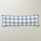 Boerderij Stofblauw Rustieke Gingham Check Plaid Lichaamskussen (Achterkant)