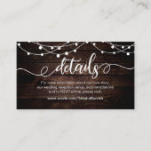 Boerderij String lichten, Wit, Hout, Bruiloftsdeta Informatiekaartje (Voorkant)