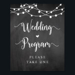 Boerderij String Lights, Chalkboard, Wedding Progr Poster<br><div class="desc">Rustic Boerderij land Chalkboard,  String Lights Black font,  Wedding Program,  neem één Poster/teken.</div>