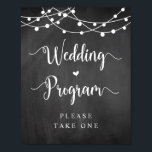 Boerderij String Lights, Chalkboard, Wedding Progr Poster<br><div class="desc">Rustic Boerderij land Chalkboard,  String Lights Black font,  Wedding Program,  neem één Poster/teken.</div>