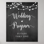 Boerderij String Lights, Chalkboard, Wedding Progr Poster (Voorkant)