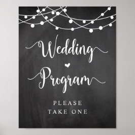 Boerderij String Lights, Chalkboard, Wedding Progr Poster