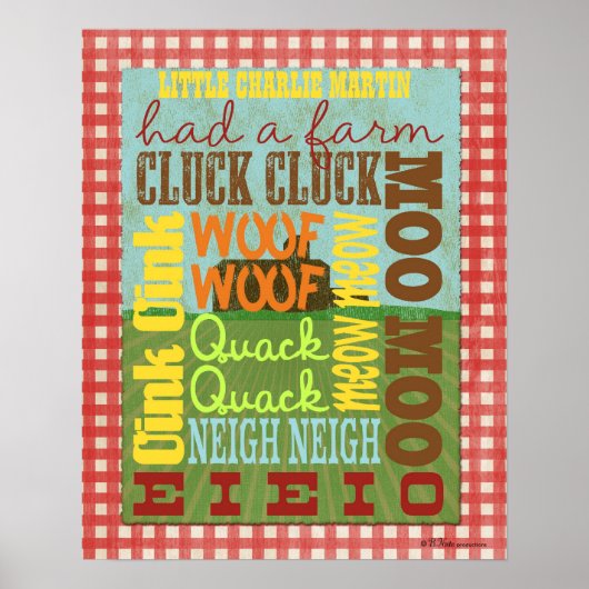 Boerderij Subway Art Poster - De oude MacDonald ha (Voorkant)