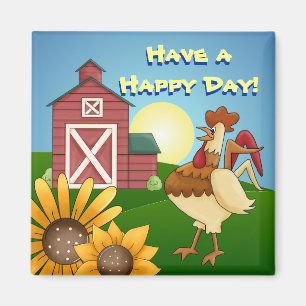 Boerderij Sunflower Rooster Magnet