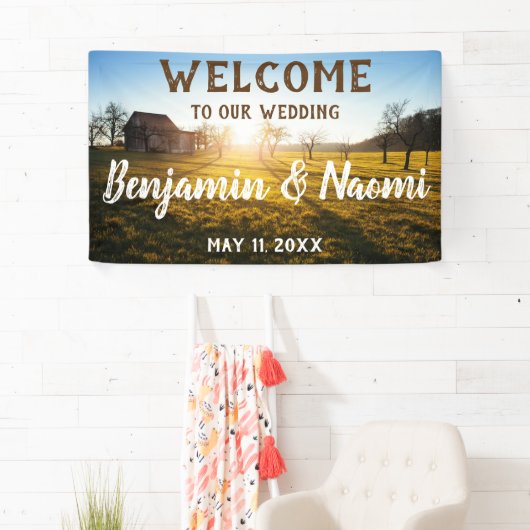 Boerderij Sunset Wedding Welkom Banner (Insitu)