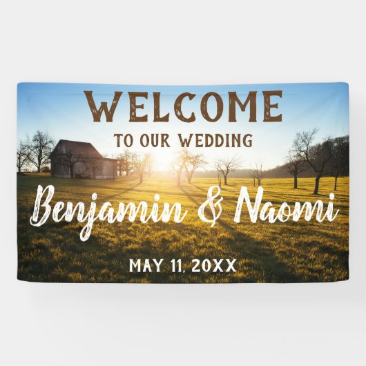 Boerderij Sunset Wedding Welkom Banner (Horizontaal)