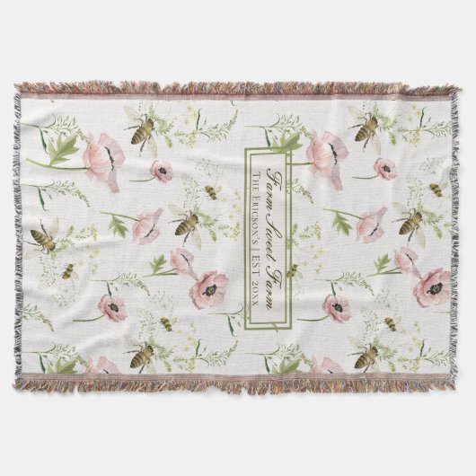 Boerderij Sweet Boerderij Familienaam Poppy, bee w Deken (Voorkant)