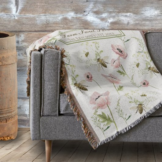 Boerderij Sweet Boerderij Familienaam Poppy, bee w Deken