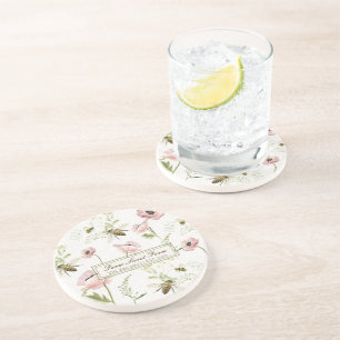 Boerderij Sweet Boerderij Familienaam Poppy, bee w Zandsteen Onderzetter