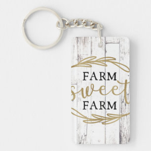 Boerderij Sweet Boerderij White Wood Country Farmh Sleutelhanger