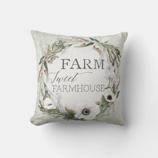 Boerderij Sweet Farmhouse Wreath Eucalyptus Anemon Kussen (Voorkant)