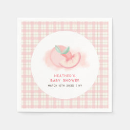 Boerderij Sweet Pink Gingham Perzik Baby shower Servet