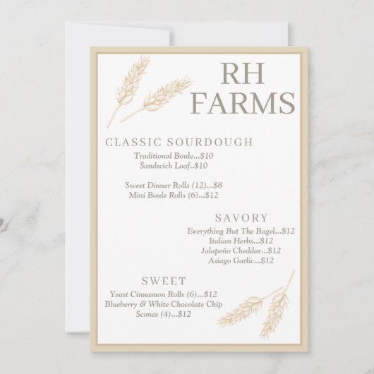 Boerderij Tarwe Stalks Bakkerij Prijzen gepersonal Kaart (Voorkant)