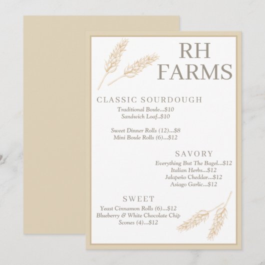 Boerderij Tarwe Stalks Bakkerij Prijzen gepersonal Kaart (Voorkant / Achterkant)