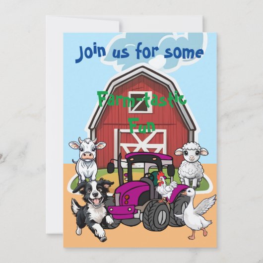 Boerderij-tastic Fun Barnyard Animals Verjaardagsf Kaart (Achterkant)