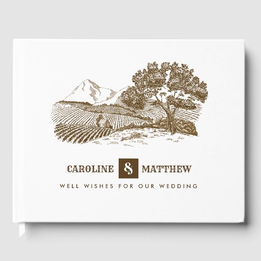 Boerderij Tekening Rustieke Bruiloft Gastenboek (Voorkant)