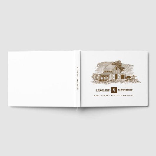 Boerderij Tekening Rustieke Bruiloft Gastenboek (Volledig)