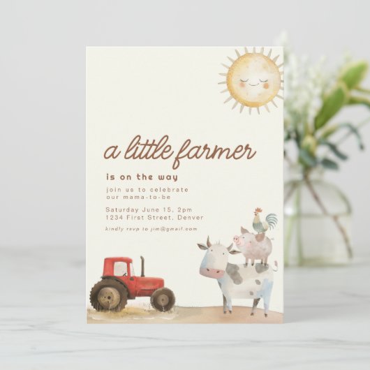 Boerderij Thema Baby shower met Dieren Uitnodiging (Staand voorkant)