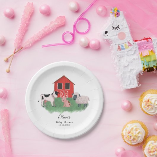Boerderij Thema Baby shower Papieren Bordje (Feest)