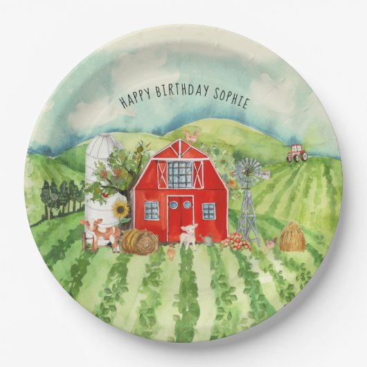 Boerderij Thema | Barn Birthday Party Papieren Bordje (Voorkant)