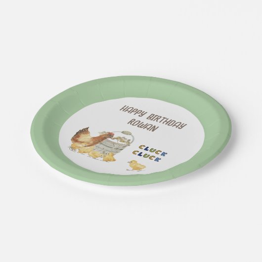 Boerderij Thema Cluck Kip Kids Verjaardagsfeest Papieren Bordje (Gekanteld)
