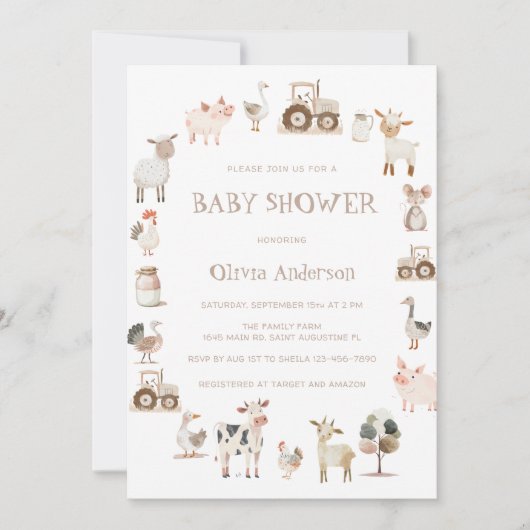 Boerderij thema genderneutraal Baby shower Kaart (Voorkant)