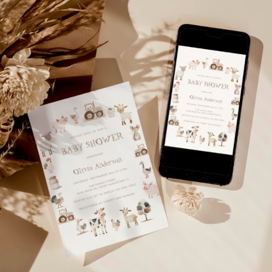 Boerderij thema genderneutraal Baby shower Kaart