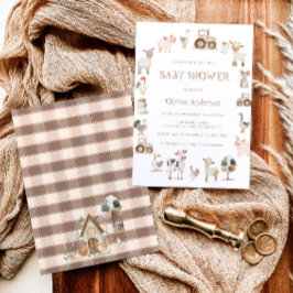Boerderij thema genderneutraal Baby shower Kaart