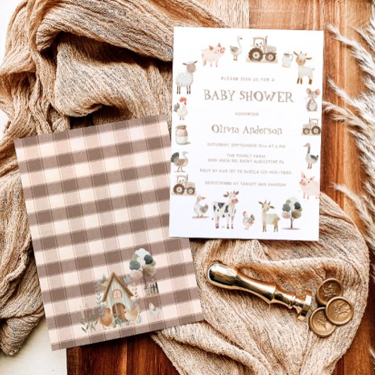 Boerderij thema genderneutraal Baby shower Kaart
