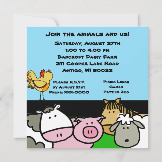 Boerderij thema Gepersonaliseerd verjaardagsuitnod Kaart (Achterkant)