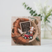 boerderij thema geweven mandje zwangerschapsaankon kaart (Staand voorkant)