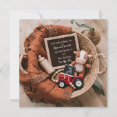 boerderij thema geweven mandje zwangerschapsaankon kaart (Voorkant)