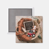 boerderij thema geweven mandje zwangerschapsaankon magneet (Voorkant / Achterkant)