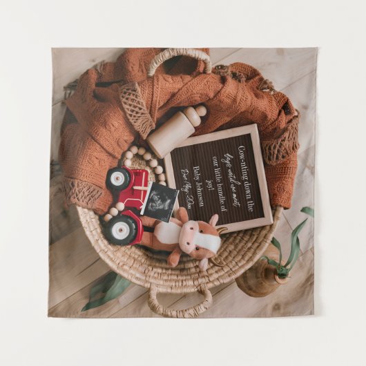 boerderij thema geweven mandje zwangerschapsaankon wandkleed (Voorkant (horizontaal))